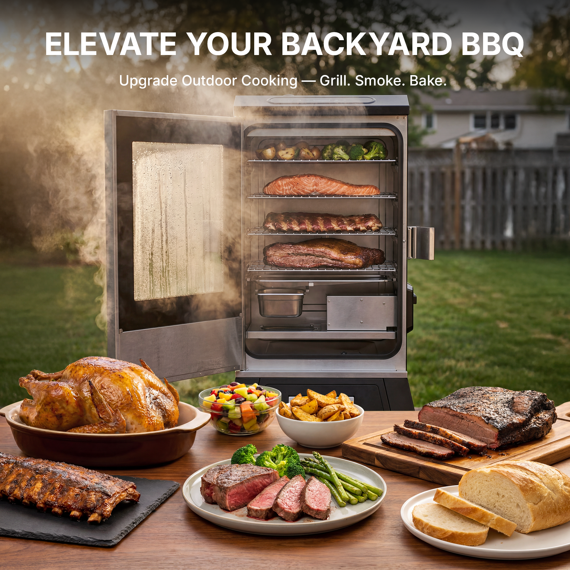 BLATOMIC 30" Digital Electric Smoker with Stand