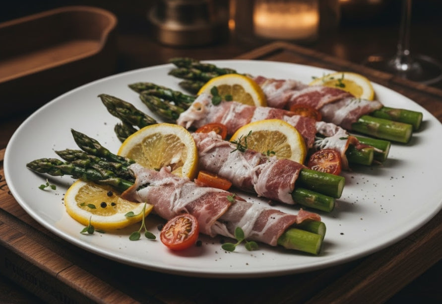 Gourmet Asparagus Bundles with Prosciutto on BLATOMIC Grill