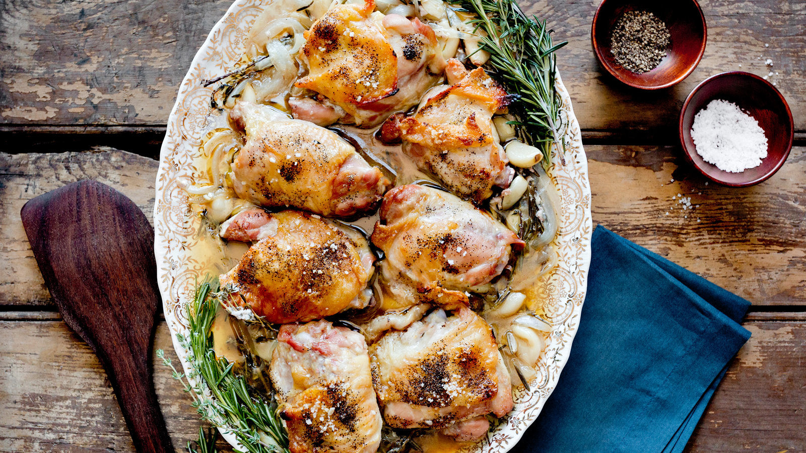 Herb-Infused Roasted Chicken with Caramelized Onions